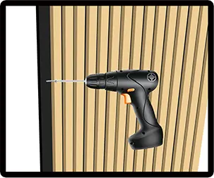 4. Place the acoustic panel on the wall and nail it.